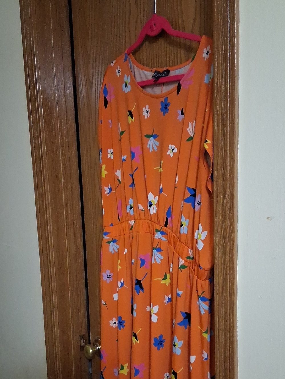 Eloquii Orange Floral Sleeveless Casual Dress